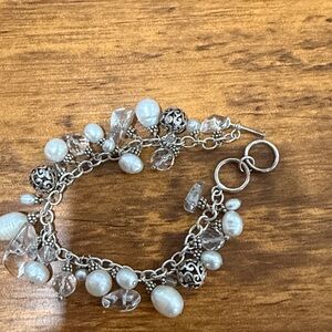 Rare Silpada Sterling Silver, Crystal and Pearl Charm Bracelet